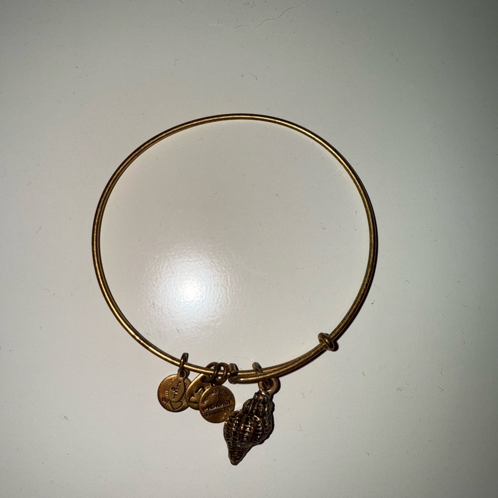 Alex and Ani seashell Gold Charm Bangle Bracelet